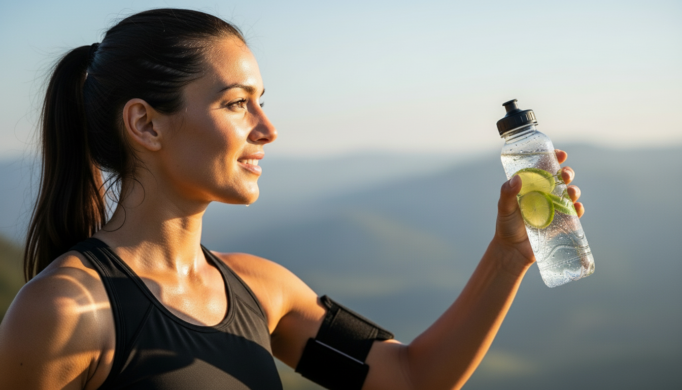 Mujer sudada por tomar agua