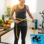 Mujer midiendo cintura