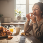 mujer comiendo donas de costco