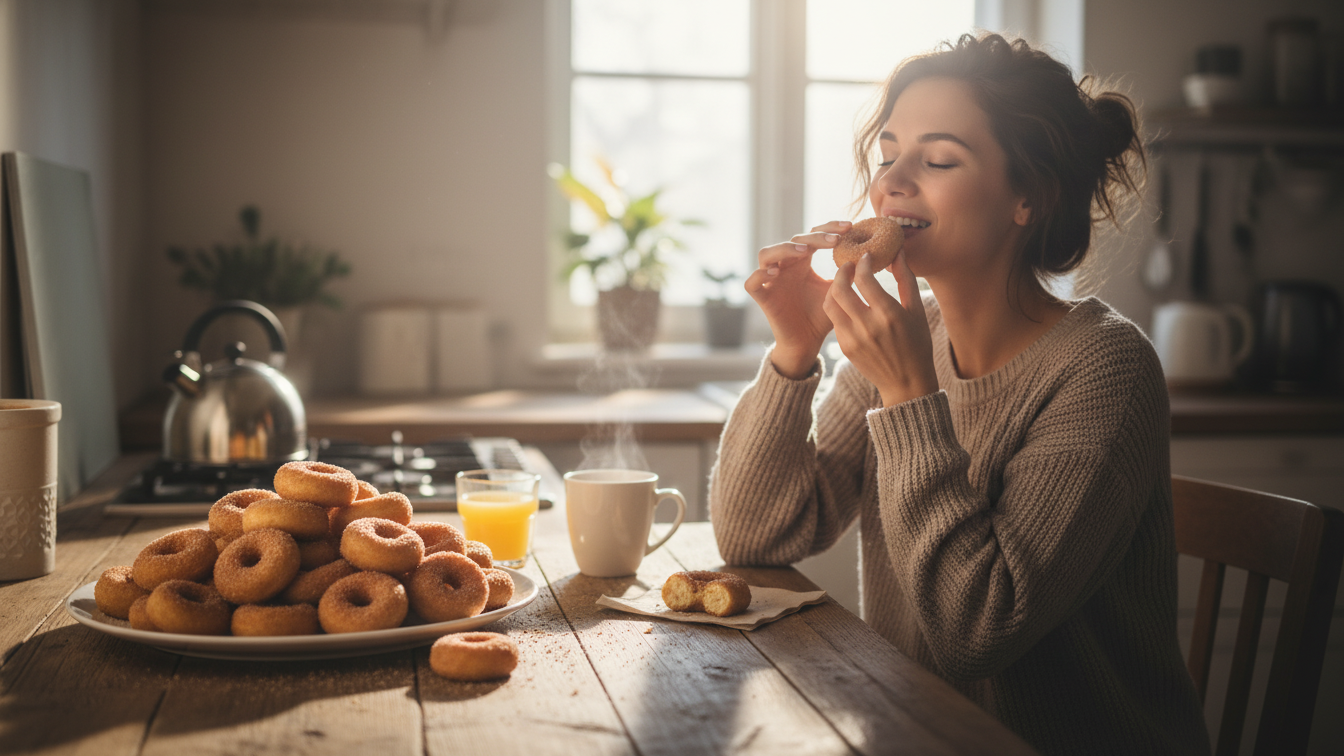 mujer comiendo donas de costco