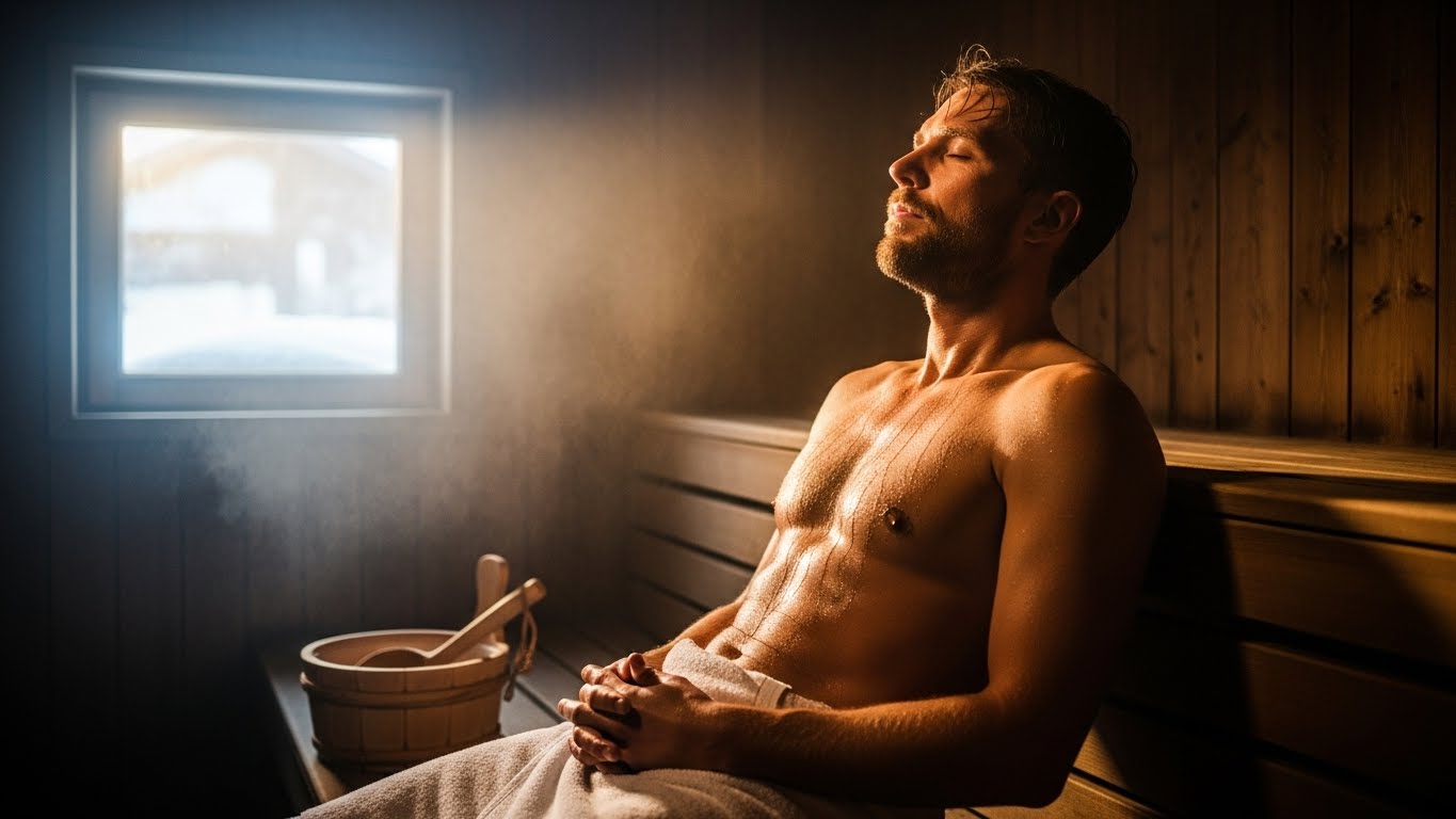 hombre en un sauna