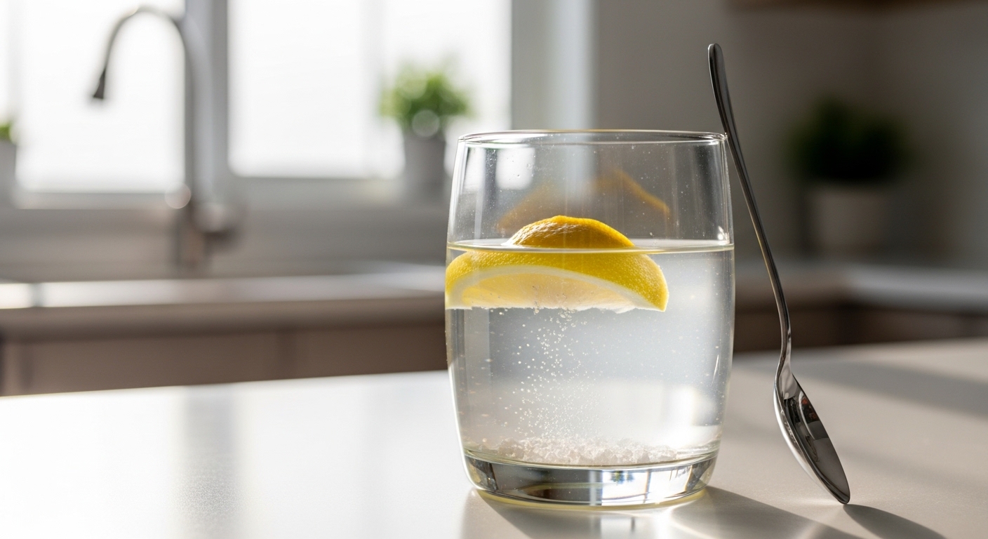 vaso de agua con sal